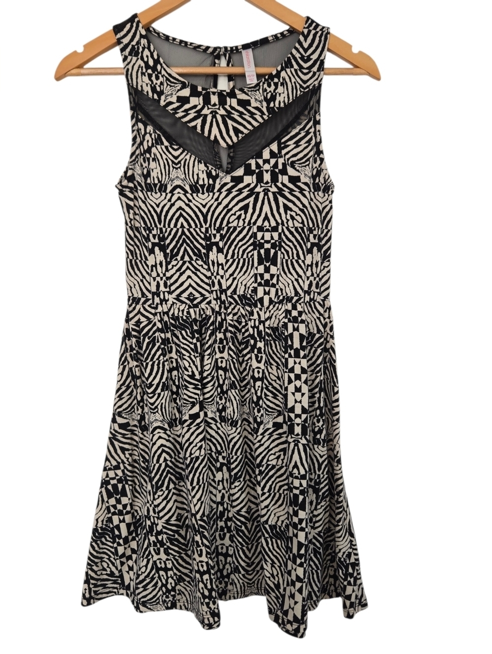 Y2K XS Xhilaration Black & White Mesh Illusion Dress - Picture 2 of 6